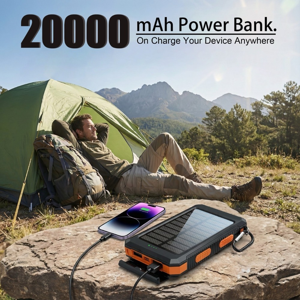 Portable Charger 20000Mah - Banco de energía solar portátil de