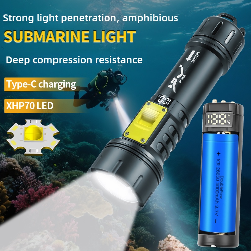 Led Flash Case - Nueva linterna de buceo XHP70 IPX8,