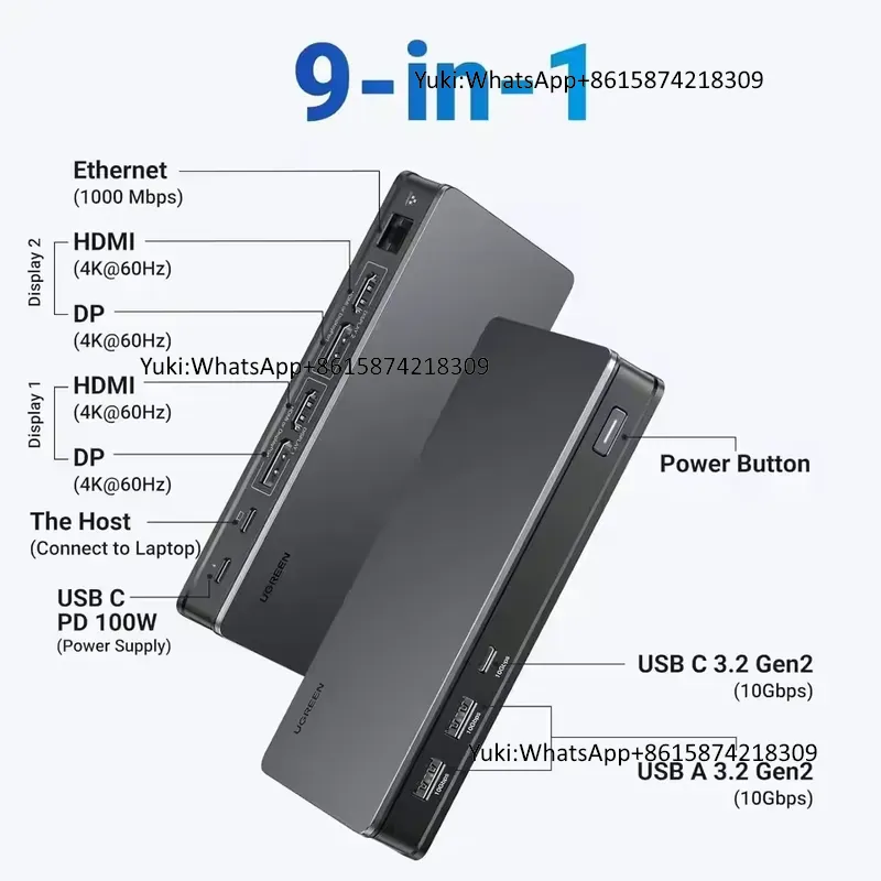 Base de Conexión USB C 9 en 1  - Usb C Hub reseña y precio