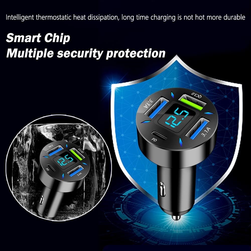 Cargador de coche USB de 4 pue - Usb C Hub reseña y precio