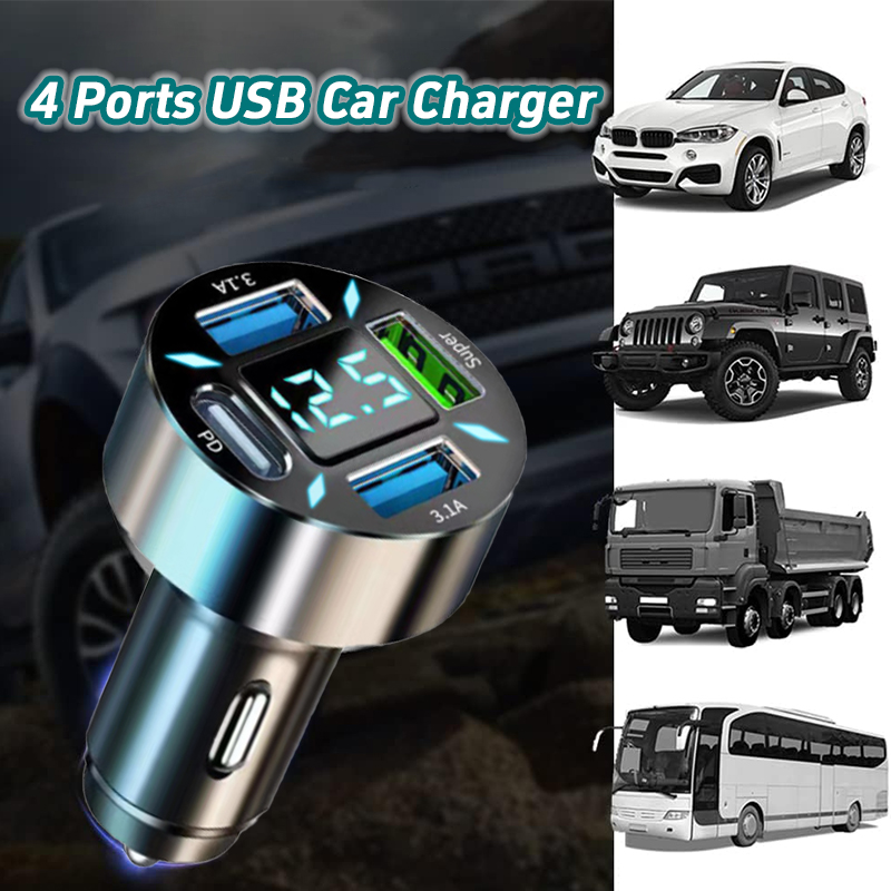 Cargador de coche USB de 4 pue - Usb C Hub reseña y precio
